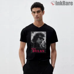 Bob Dylan Classic Americana Vintage Art Shirt on black v-neck shirt for men graphic tee