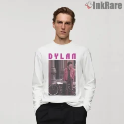 Bob Dylan Eighties Street Legend Poster Shirt on white long sleeve shirt for men graphic tee