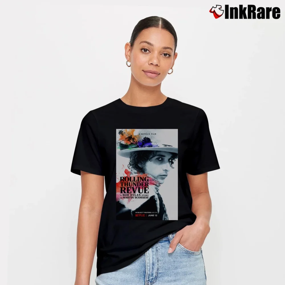 Women’s Bob Dylan Rolling Thunder Scorsese Signature T-Shirt in black | Soft, Flattering Fit