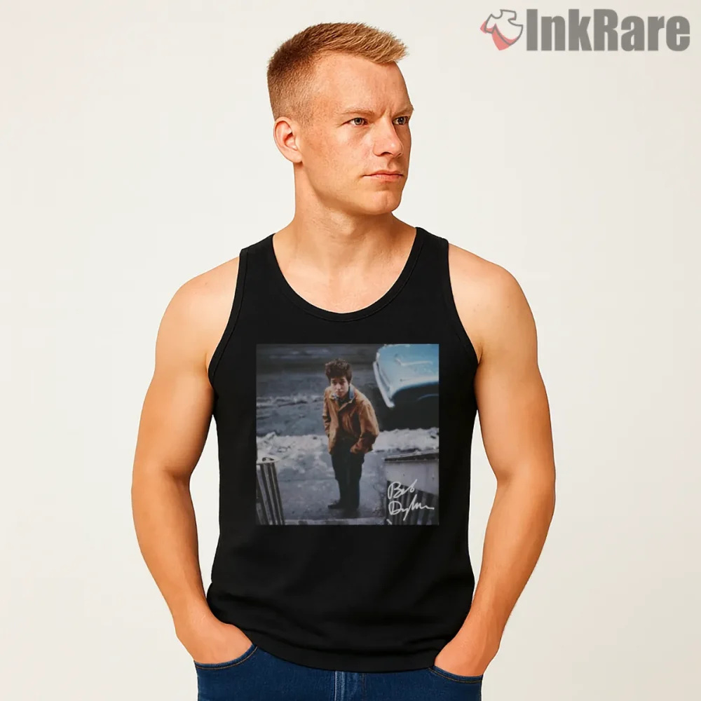 Bob Dylan The Freewheelin Seaside Vintage Shirt on black tank top for men graphic tee