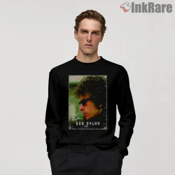 Bob Dylan The Legend Green Vintage Portrait Shirt on black long sleeve shirt for men graphic tee