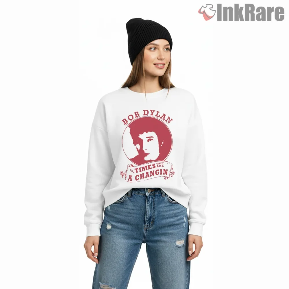 Bob Dylan Times Are A Changin Red Emblem Shirt on graphic shirt for women graphic tee