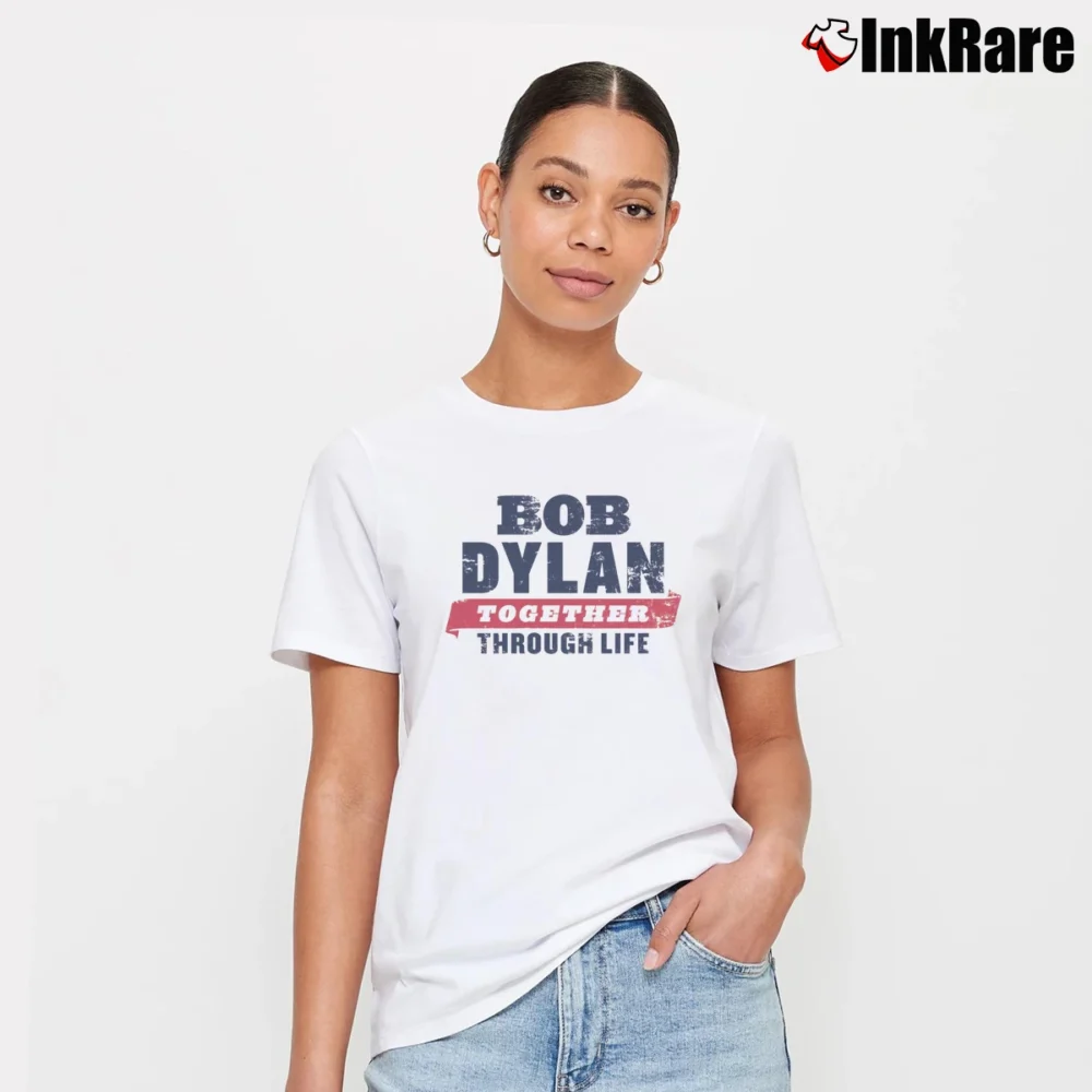 Women’s Bob Dylan Together Through Life Rock Lp Signature T-Shirt in white | Soft, Flattering Fit