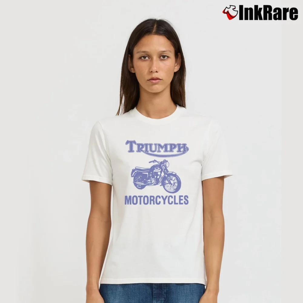 Women’s Bob Dylan Triumph Motorcycle Signature T-Shirt in white | Soft, Flattering Fit