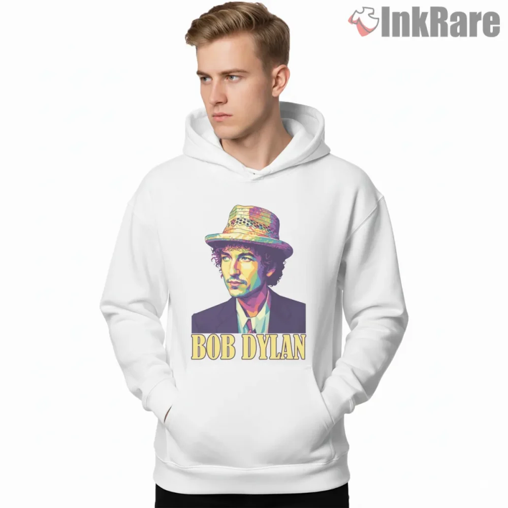 Bob Dylan Vibrant Wpap Portrait Shirt on white hoodie for men graphic tee