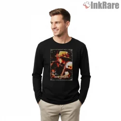 Bob Dylan Vintage Stage Performance Portrait Shirt on black long sleeve shirt for men graphic tee