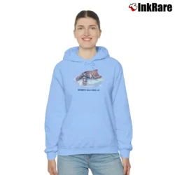 Women’s Bob Harrison 90s Cat I Don’t Think So Cozy Hoodie in light blue | Warm, Structured, Stylish