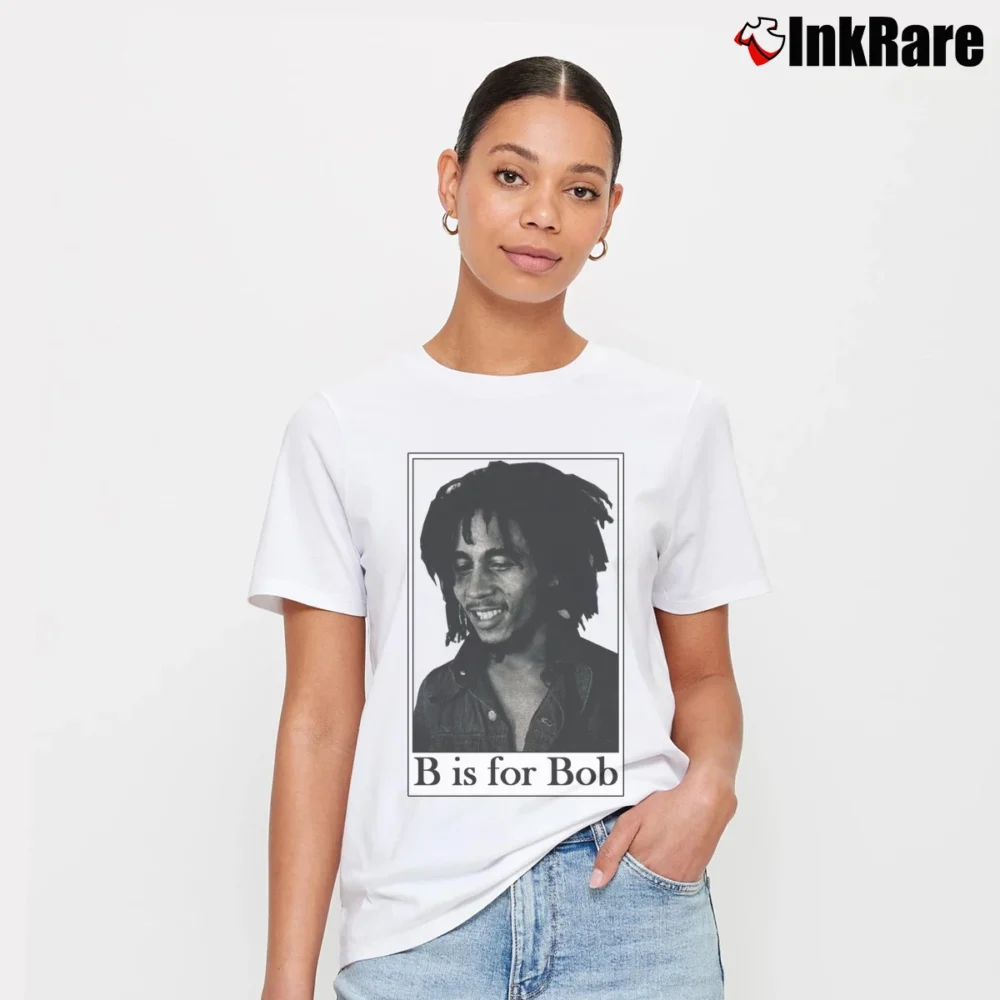 Women’s Bob Marley B Is For Bob Signature T-Shirt in white | Soft, Flattering Fit