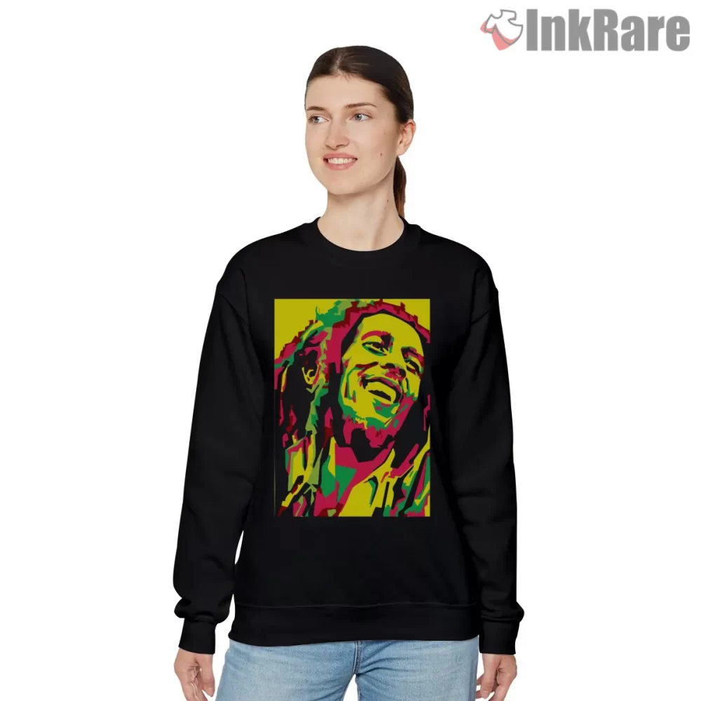 Bob Marley Bold Reggae Color Portrait Shirt on graphic shirt for women graphic tee