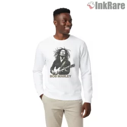 Bob Marley Classic Black And White Guitar Shirt on graphic shirt for men graphic tee