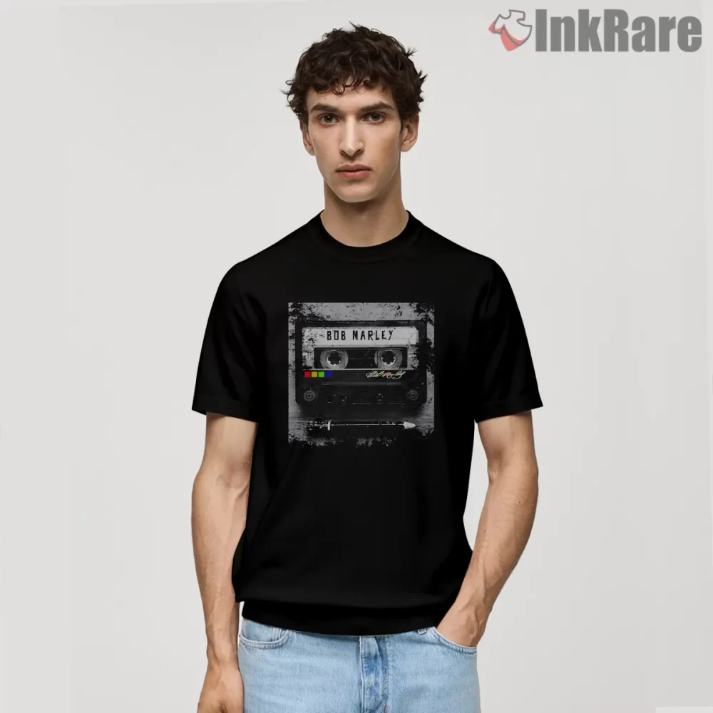 Bob Marley Classic Cassette Tape Retro Shirt on black short sleeve shirt for men graphic tee