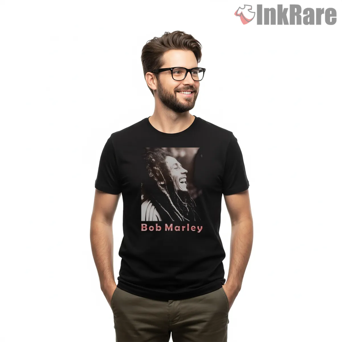 Bob Marley Classic Reggae Portrait Shirt on black short sleeve shirt for men graphic tee