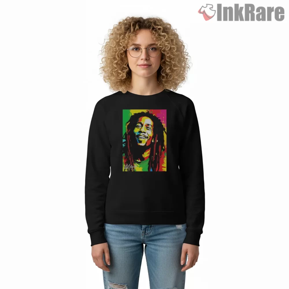 Bob Marley Colorful Reggae Joy Portrait Shirt on graphic shirt for women graphic tee