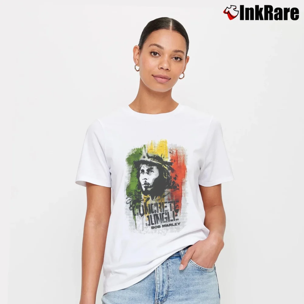 Women’s Bob Marley Concrete Jungle Signature T-Shirt in white | Soft, Flattering Fit