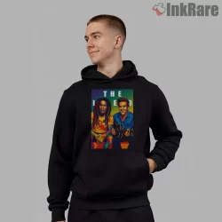 Bob Marley Duo Pop Art Music Shirt on black hoodie for men graphic tee