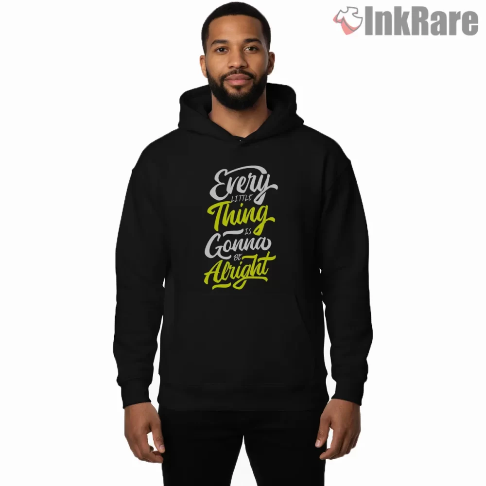 Bob Marley Every Little Thing Message Shirt on black hoodie for men graphic tee