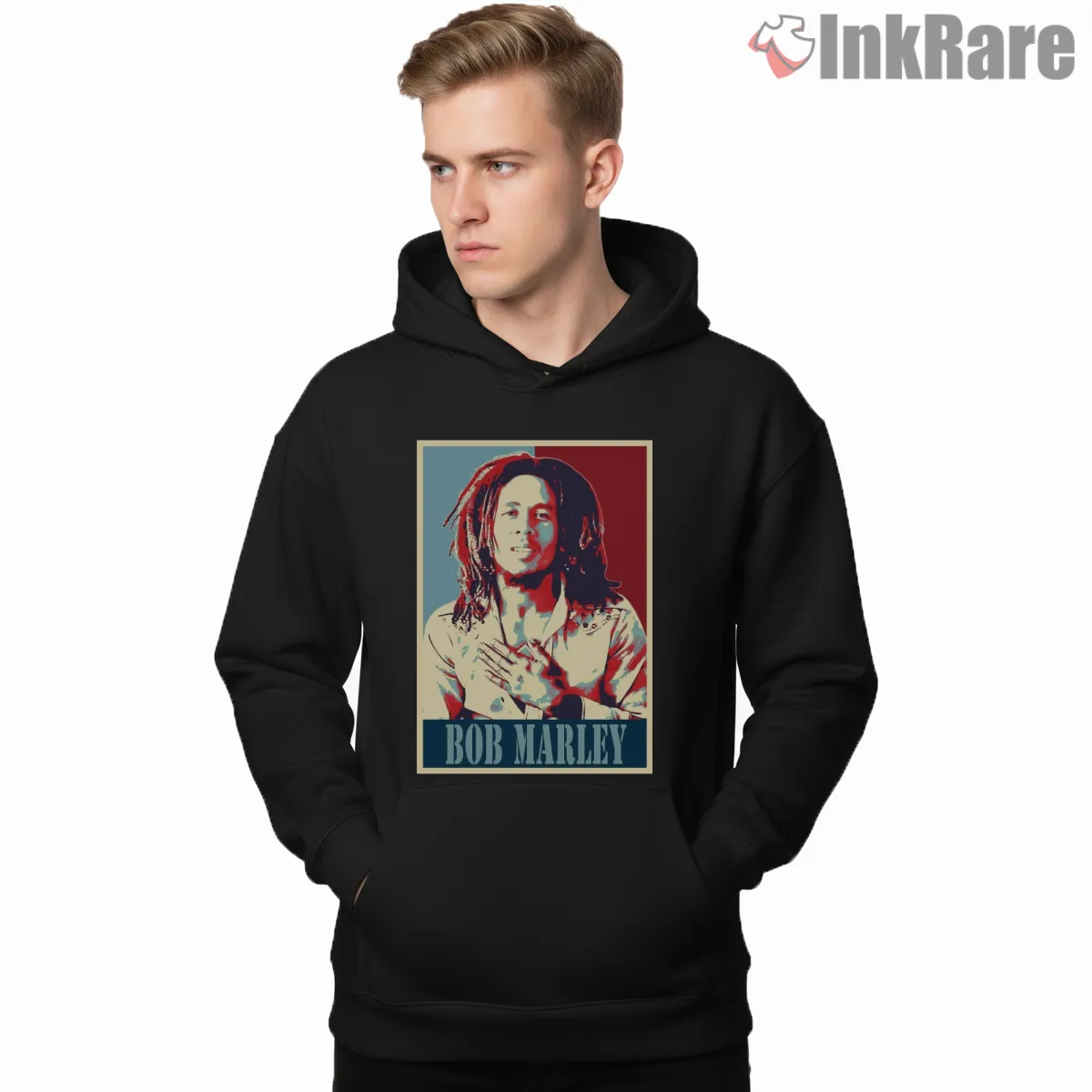 Bob Marley Hope Style Minimal Portrait Hoodie Black Bob Marley Hope Style Minimal Portrait Shirt on black hoodie for men graphic tee