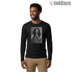 Bob Marley Joyful Reggae Smile Shirt on black long sleeve shirt for men graphic tee