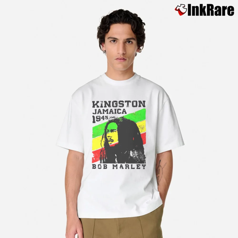 Men’s Bob Marley Kingston Jamaica Classic T-Shirt in white | Soft, Breathable Everyday Wear