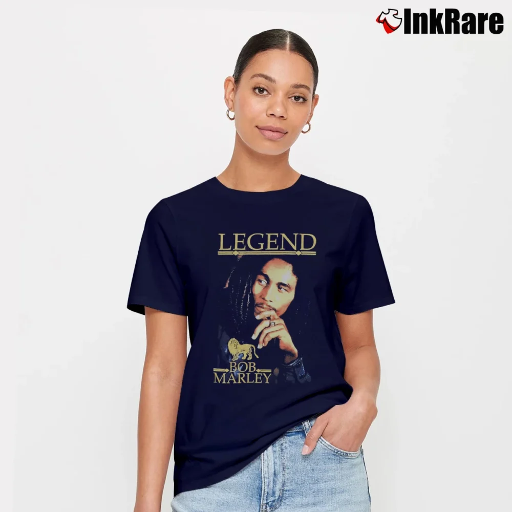 Women’s Bob Marley Legend 1980s Reggae Signature T-Shirt in navy | Soft, Flattering Fit
