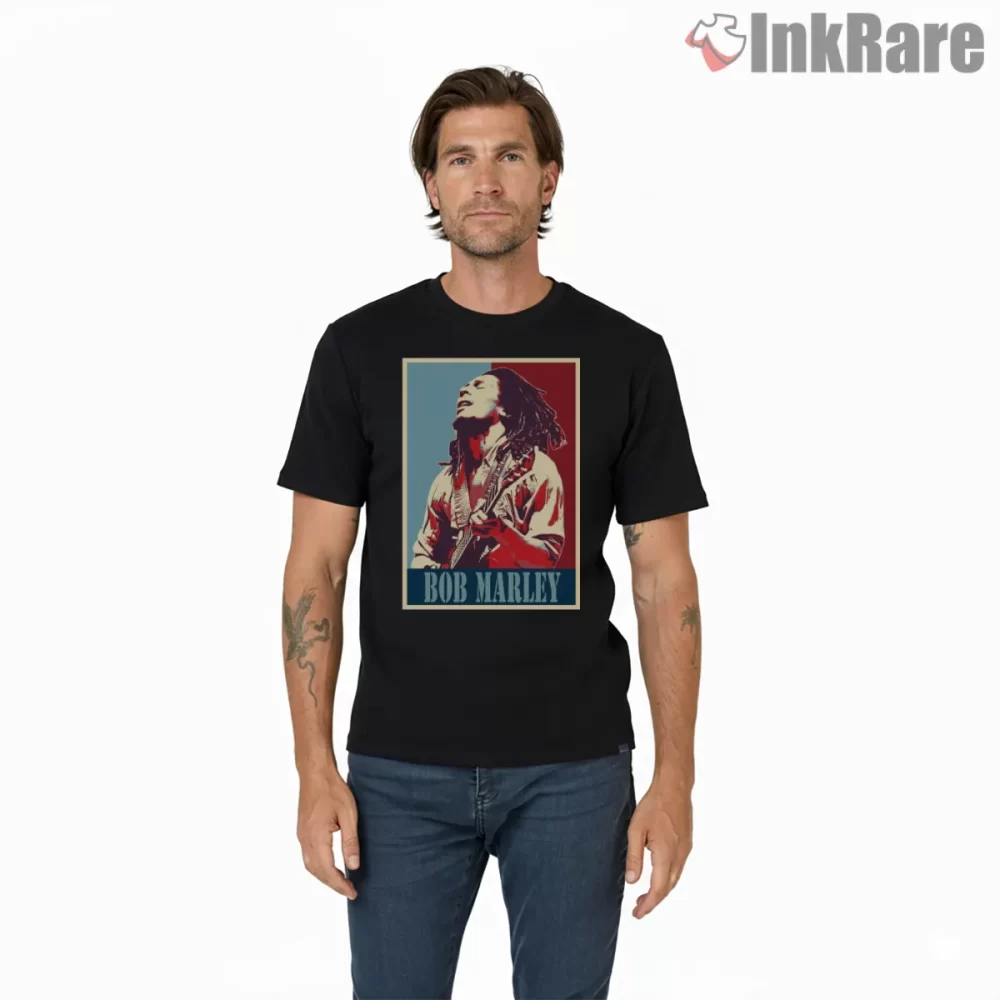 Bob Marley Legend Of Reggae Vintage Poster Shirt on black short sleeve shirt for men graphic tee