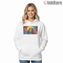 Bob Marley Legendary Cosmic Celebration Shirt on white hoodie for women graphic tee