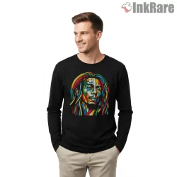 Bob Marley Limited Color Wpap Portrait Shirt on black long sleeve shirt for men graphic tee