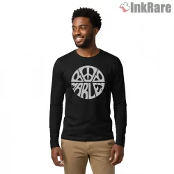 Bob Marley Minimal Peace Lettering Shirt on black long sleeve shirt for men graphic tee