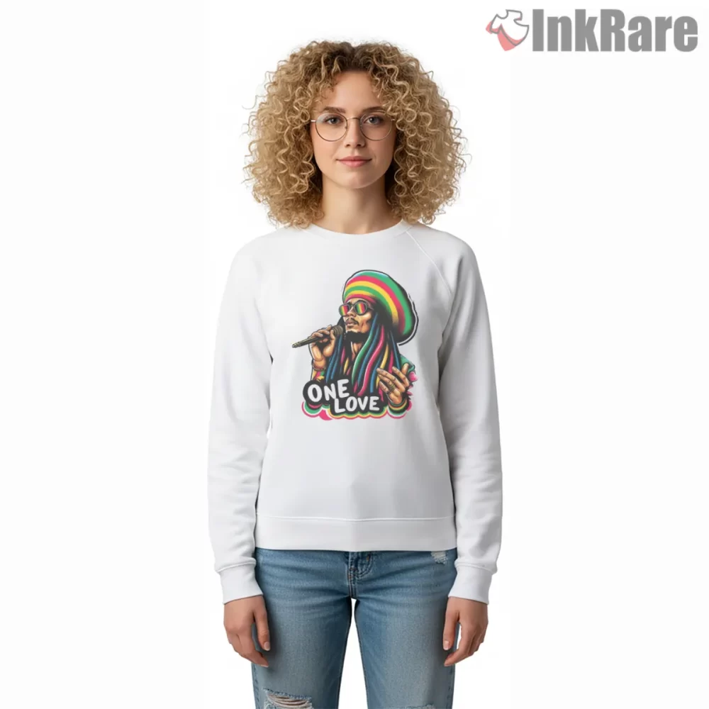 Bob Marley One Love Microphone Portrait Shirt on graphic shirt for women graphic tee