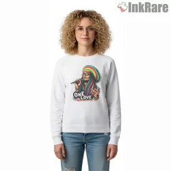 Bob Marley One Love Microphone Portrait Shirt on graphic shirt for women graphic tee