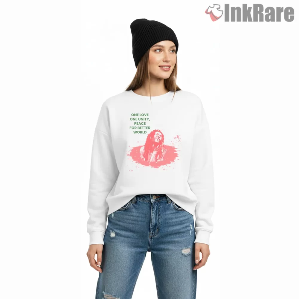 Bob Marley One Love One Unity Message Shirt on graphic shirt for women graphic tee