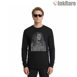 Bob Marley Rasta Spirit Portrait Shirt on black long sleeve shirt for men graphic tee