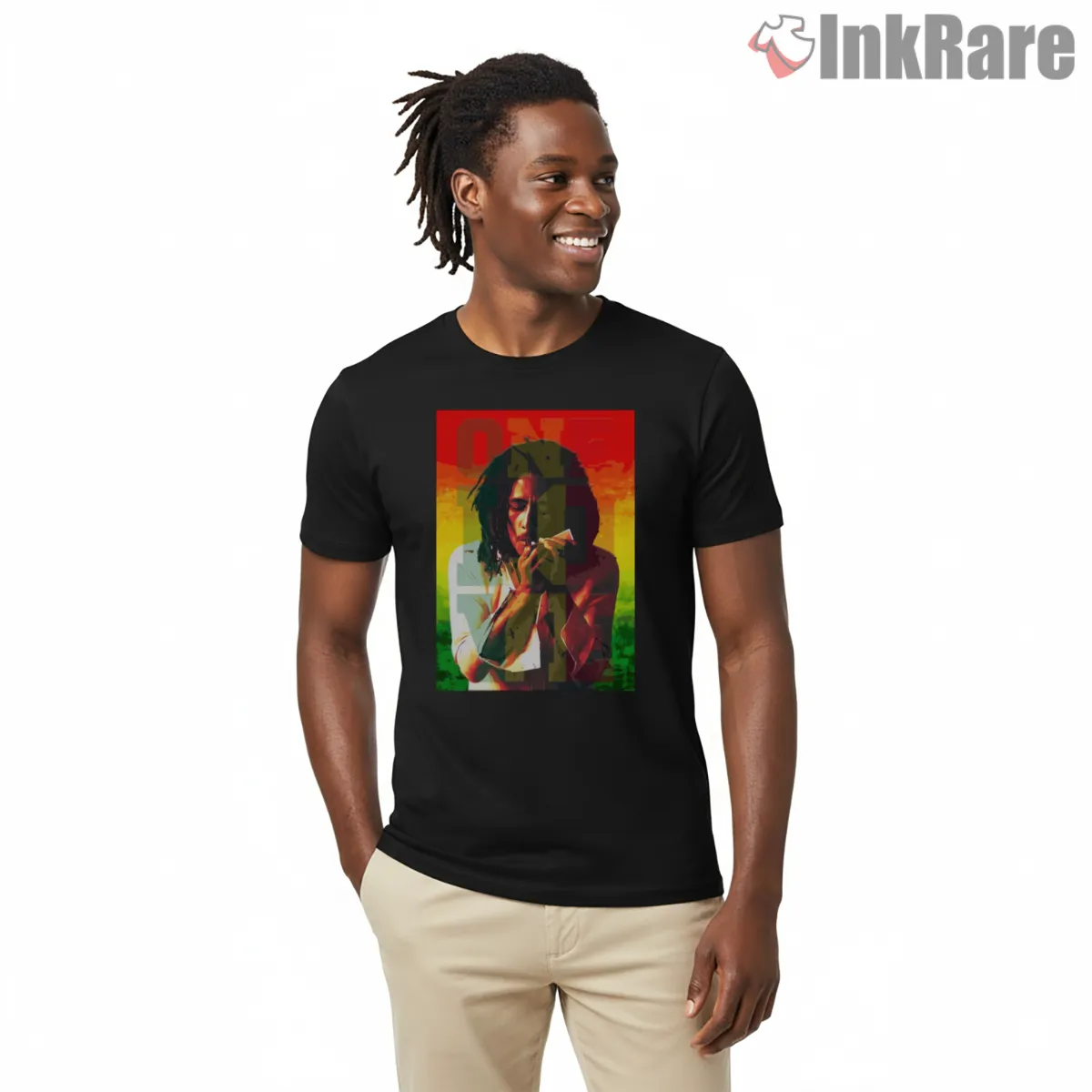 Bob Marley Rasta Vector Style Shirt on black short sleeve shirt for men graphic tee