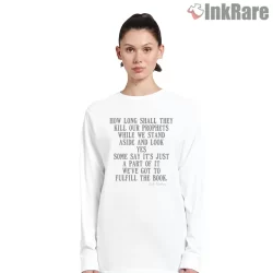 Bob Marley Redemption Quote Typography Shirt on white long sleeve shirt for women graphic tee