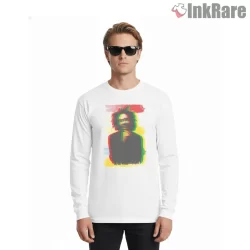Bob Marley Reggae Color Aura Portrait Shirt on white long sleeve shirt for men graphic tee