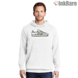 Bob Marley Reggae Color Football Sneaker Shirt on white hoodie for men graphic tee