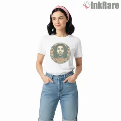 Bob Marley Reggae Heritage Emblem Portrait Shirt on white short sleeve shirt for women graphic tee