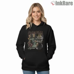 Bob Marley Reggae Legends Collage Shirt on black hoodie for women graphic tee