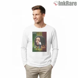 Bob Marley Reggae Legends Tribute Collage Shirt on white long sleeve shirt for men graphic tee