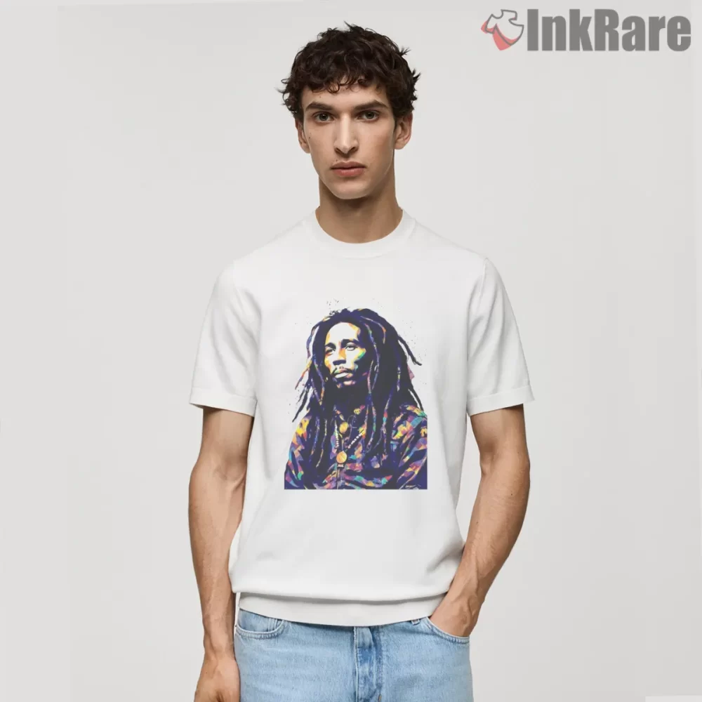 Bob Marley Reggae Pop Art Expression Shirt on white short sleeve shirt for men graphic tee