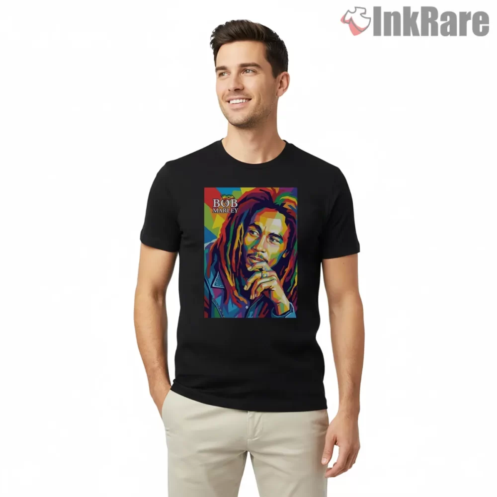 Bob Marley Reggae Wpap Pop Art Portrait Shirt on black short sleeve shirt for men graphic tee