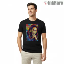 Bob Marley Reggae Wpap Pop Art Portrait Shirt on black short sleeve shirt for men graphic tee
