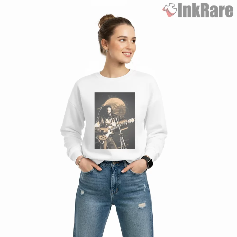Bob Marley Retro Stage Guitar Performance Shirt on graphic shirt for women graphic tee