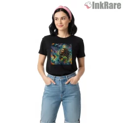 Bob Marley Three Little Birds Freedom Art Shirt on black short sleeve shirt for women graphic tee