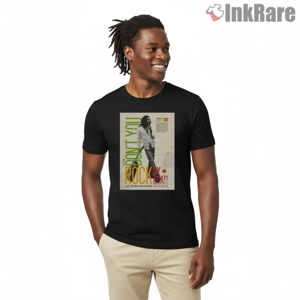 Bob Marley Vintage Magazine Style Shirt on black short sleeve shirt for men graphic tee