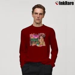 Men’s Bob Ross Cat Classic Long-Sleeve Shirt in maroon | Sleek, Lightweight, Year-Round Wear