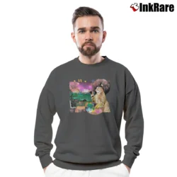 Men’s Bob Ross Cat Classic Crewneck Sweatshirt in charcoal | Cozy Fabric, Clean Style