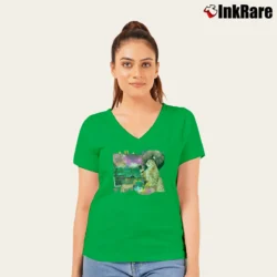 Women’s Bob Ross Cat Classic V-Neck Tee in irish green | Chic Neckline, Soft Texture