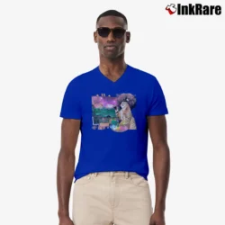 Men’s Bob Ross Cat Classic V-Neck Tee in royal blue | Sharp, Breathable, Everyday Staple