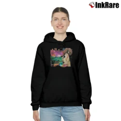 Women’s Bob Ross Cat Painting Funny Cozy Hoodie in black | Warm, Structured, Stylish